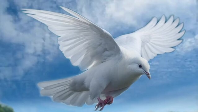 burung merpati putih yang cantik yang sedang terbang diindahnya alam