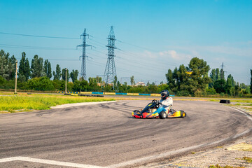racer on the race track at kart competition