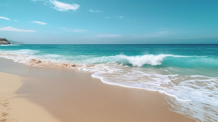 Fototapeta na wymiar Beautiful sandy beach and sea wave