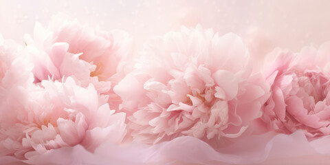 Soft Blossoms of Romance: Pink Peony Bouquet on Pastel Floral Background