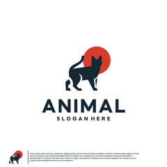 minimalist cat logo , charming , logo design template.