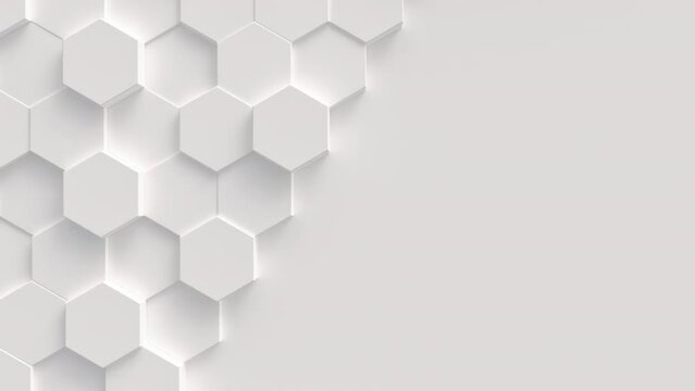 Abstract motion background from random moving hexagons, seamless loop animation