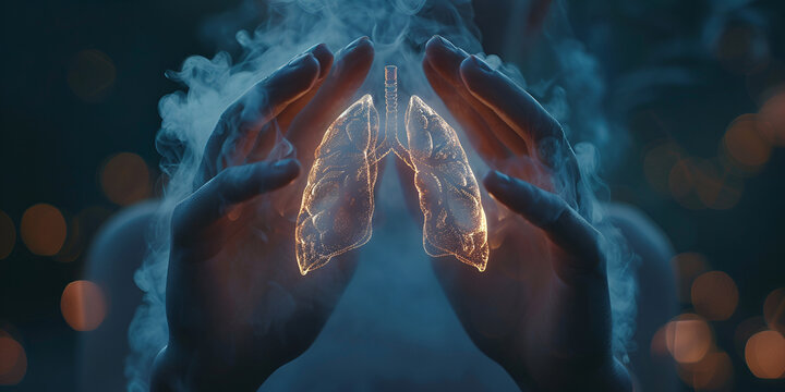 Deadly Smoke: Public Alert, lungs cancer day ,  hands saving lungs from smoke , avoid smoking to save lungs , dangrous smoke atack on lungs, human activity to save lungs from industrial smoke 