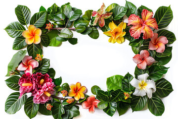 Sign with a frame of flowers and leaves isolate on white background 