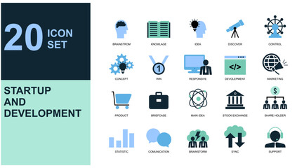 Creative business Startup and development web icons in solid style. Creative, idea, target, innovation, business, marketing. Vector illustration.