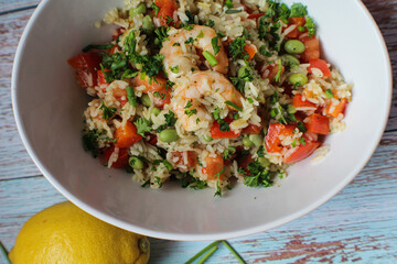 Vegetable and Shrimp Fried Rice Bowl