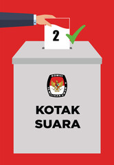 Indonesian election day pemilu or president election pilpres or governor election box with red and white flag background