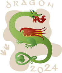 dragon, green, 2024, vintage, retro