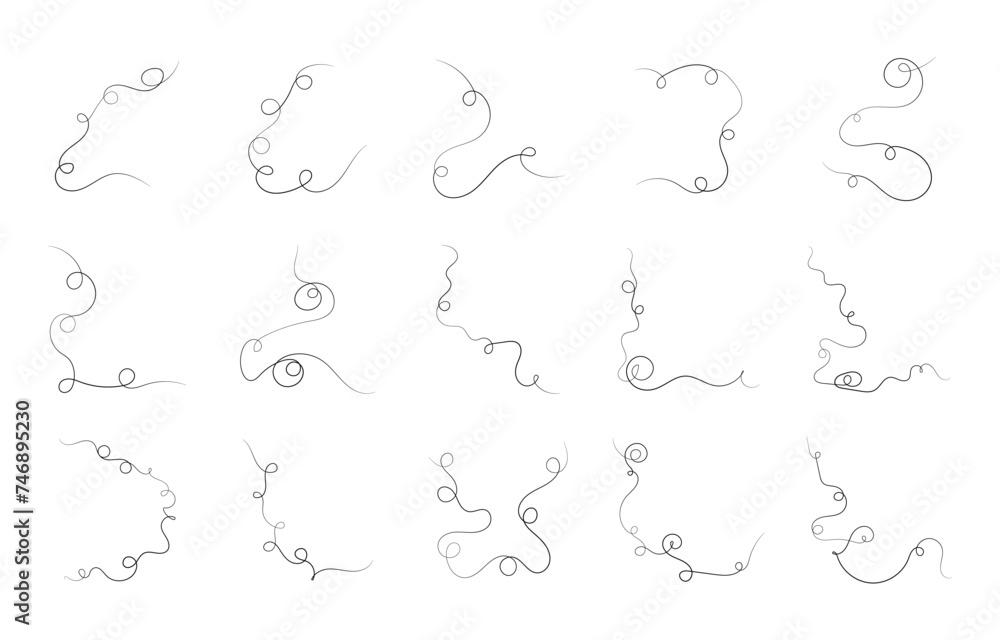 Aufkleber abstract curvy lines collection, wavy lines for graphic design decoration. hand-drawn line art with 