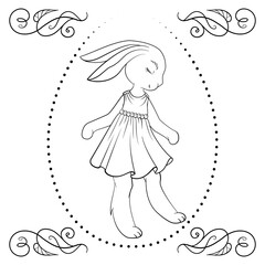 Cute easter bunny coloring page for girls
