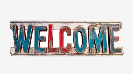 The word Welcome isolated on white background made in Display Typography style. Decorative lettering of a word Welcome. Creative postcard. Ai Generated Digital art poster.