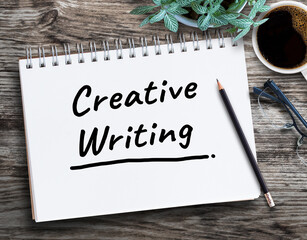 Creative Writing text on notebook