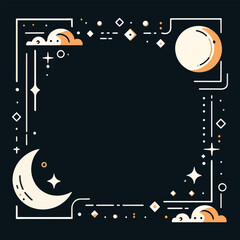 Moon and stars frame - vector frame - invitation card 