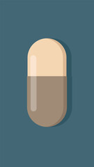 Minimal flat illustration of a medical capsule or pill. Drugs, medicine and health vector.
