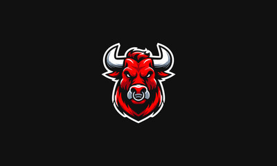 head red bull vector illustration mascot flat design