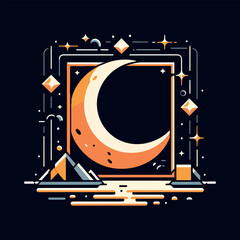 Moon and stars frame - vector frame - invitation card 