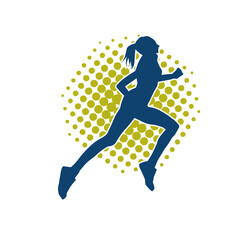 Silhouette of a sporty woman in running pose. Silhouette of a female run pose.