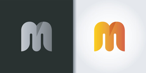 rounded letter m logo set - obrazy, fototapety, plakaty