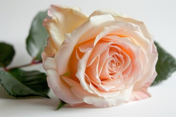 Dew-Kissed Peach Rose on White