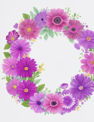 Fototapeta na wymiar A photo of very beautiful colorful flower decorated elegant circle frame Generative AI