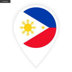 Philippines marker flag icon isolated on white background. Philippines pin icon on white background.