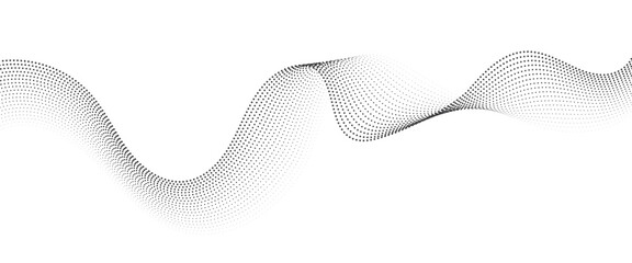 Flowing Dot Wave Pattern Halftone Curve Shape on Transparent Background