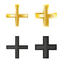 Cross set, Christian faith. Gold black symbols. Simple spiritual icons. Vector illustration. EPS 10.