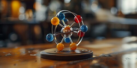 Classic atom models demonstrate chemistrys foundational theories in science and education. Concept...