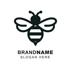 Simple bee minimalist logo - obrazy, fototapety, plakaty