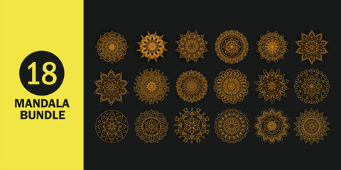 Mandala Ornaments Bundle. Big collection of round mandalas made in different styles