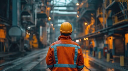 Engineer technician observing team of workers on high steel platform. Created with Generative AI.