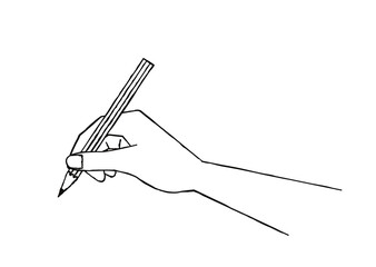 鉛筆を持つ手　白塗り手書風線画イラスト