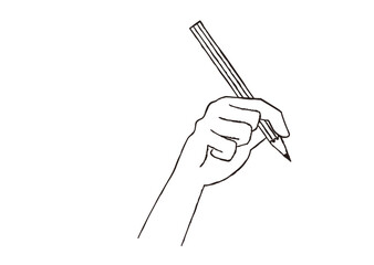 鉛筆を持つ手　白塗り手書風線画イラスト