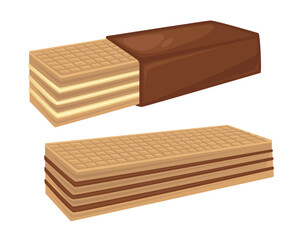 Wafer with vanilla and chocolate taste, vector