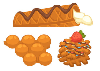 Cookies and desserts, ice cream and strawberry