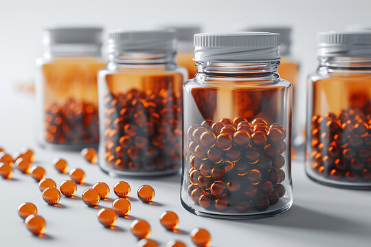 Pills Spilling Out Of A  Bright Pill Bottle