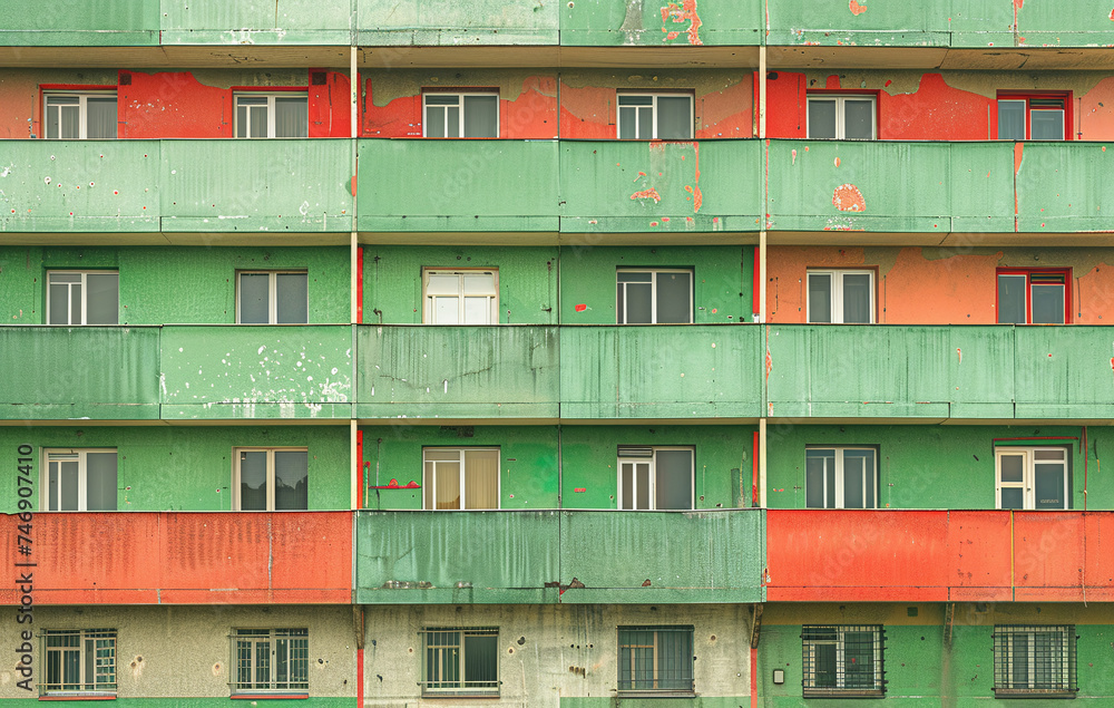 Wall mural facade of a building