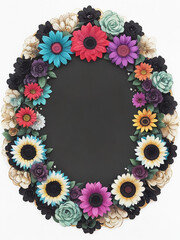 A photo of very beautiful colorful flower decorated elegant circle frame Generative AI