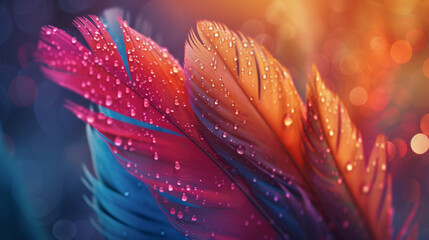 Feather Texture Background, Alive with a Multitude of Colors.