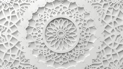 Islamic ornament vector , persian motiff . White background . Light 3d ramadan islamic round pattern elements . Geometric circular ornamental arabic symbol vector . White background - obrazy, fototapety, plakaty