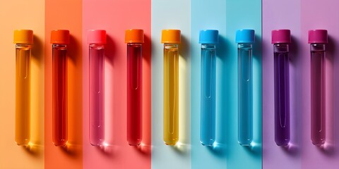 Exploring Science Lab Essentials: Assorted Test Tubes in Vibrant Hues. Concept Science Lab, Test Tubes, Lab Essentials, Vibrant Hues, Exploration