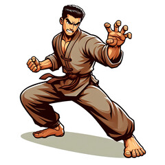 Master Kungfu Attack Art Illustration PNG