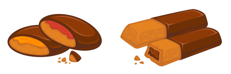 Crunchy cookies with chocolate and jamp filling