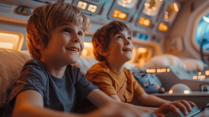 Children Pretending to Pilot a Spaceship.
