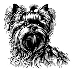 Affenpinscher dog pet portrait in line art or stencil art vector illustration, isolated on transparent background 