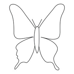 Naklejka premium Continuous one line butterfly outline vector isolated on white background. Vector Illustration