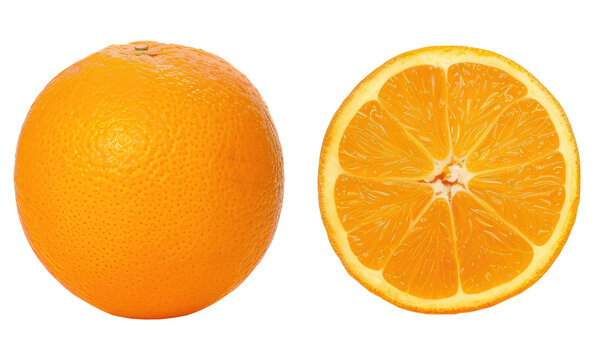 Orange Fruit for Design: Whole, Sliced, Isolated on Transparent