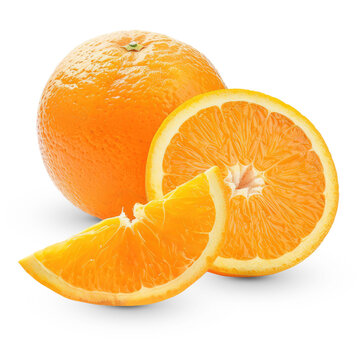 Fresh Orange Fruit with slice Isolated on transparent Background