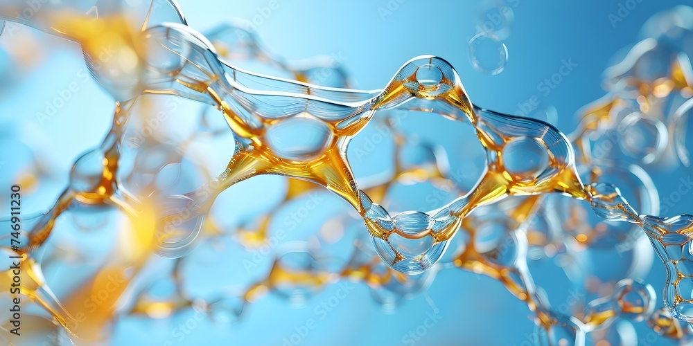 Poster microscopic view of soap bubbles reflecting cell structure: science background. concept microscopic 