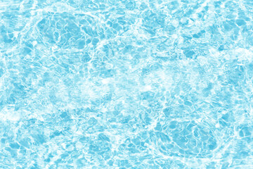 Blue water surface texture with ripples, splashes, and bubbles. Abstract summer banner background Water waves in sunlight with copy space cosmetic moisturizer micellar toner emulsion. Blue water wave.